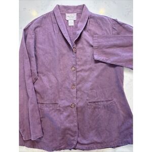 VTG April Cornell Textured Purple Jacket 100% Cotton 4 Button Pockets Womens MED